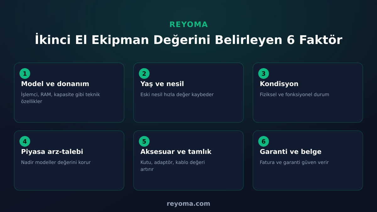 İkinci el kurumsal ekipman değerini belirleyen 6 faktör: model, yaş, kondisyon, piyasa arzı, aksesuar, garanti