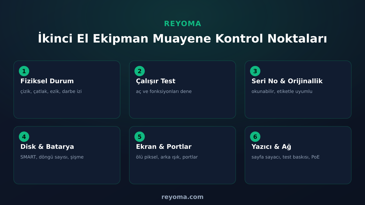 İkinci el ekipman muayene kontrol noktaları